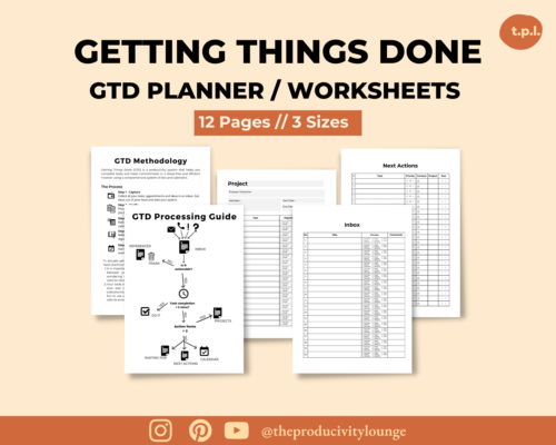 Getting things done printable planner -GTD Planning system