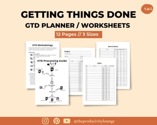 Getting Things Done (GTD) Printable Planner System - The Productivity ...