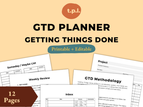 Getting Things Done (GTD) Printable Planner System – The Productivity ...